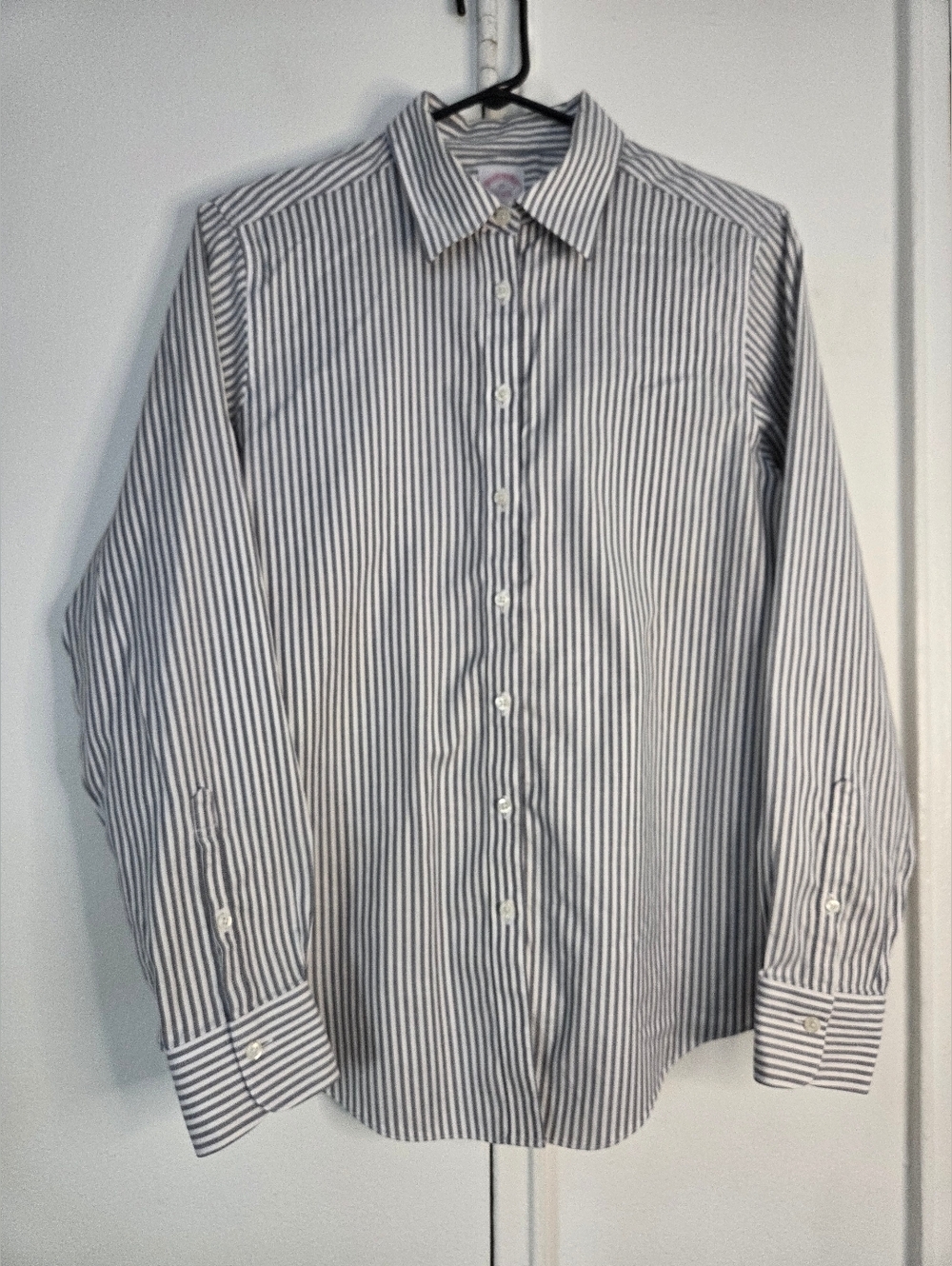 Brooks Brothers Blue & White Vertical Stripe Dress Shirt